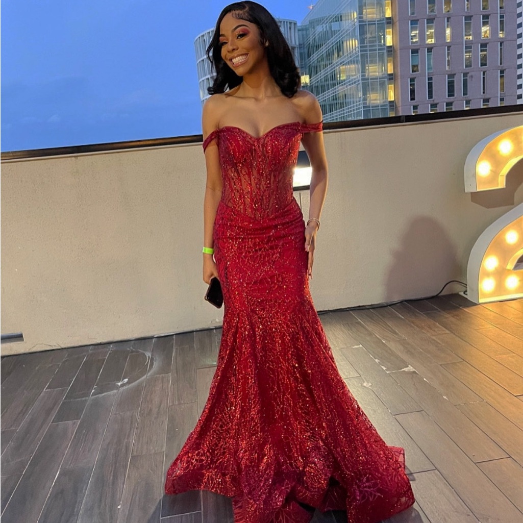 chinese dress ladies Long Red Beaded Mermaid Prom Dress: Ladivine CM352 Red / 2 main image 1